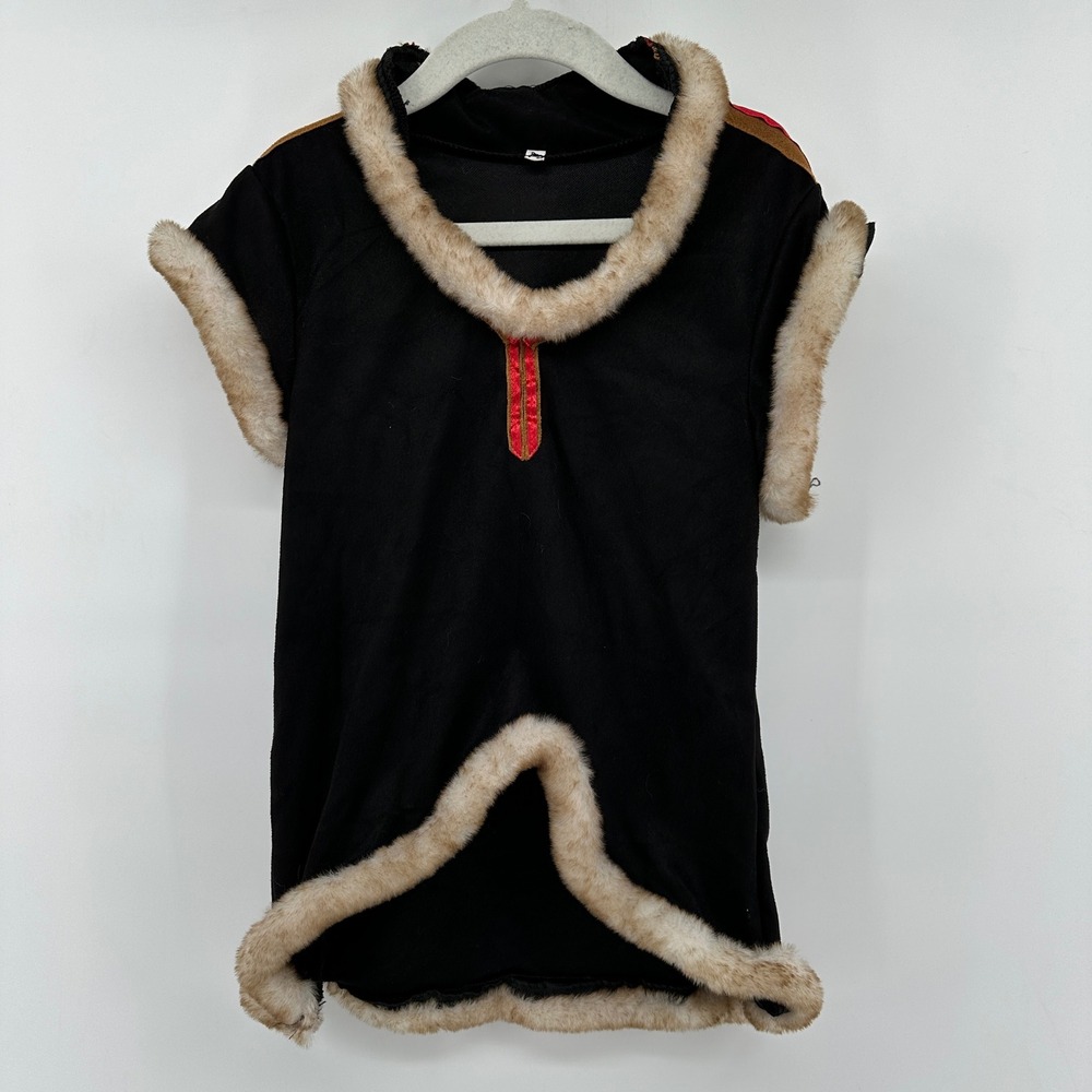 Frozen Dog Black Faux Suede Faux Fur Trim Viking Barbarian Costume Tunic